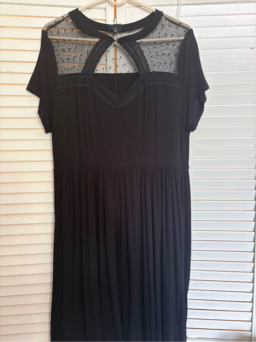 Torrid Black Mesh Yoke Short Sleeve Women's Dress